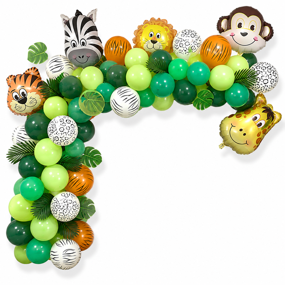 weVSwe 88pcs Jungle Animal Balloon Garland Kit – Premium Latex Balloons with Animal Foil Balloons, Includes Balloon Strip and Glue Dots
