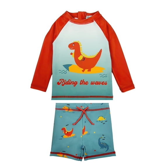 weVSwe Baby Boy Swimsuit Long Sleeve Two-Piece Bathing Suit Sun Protection UPF 50  Rash Guard Set 0-6T