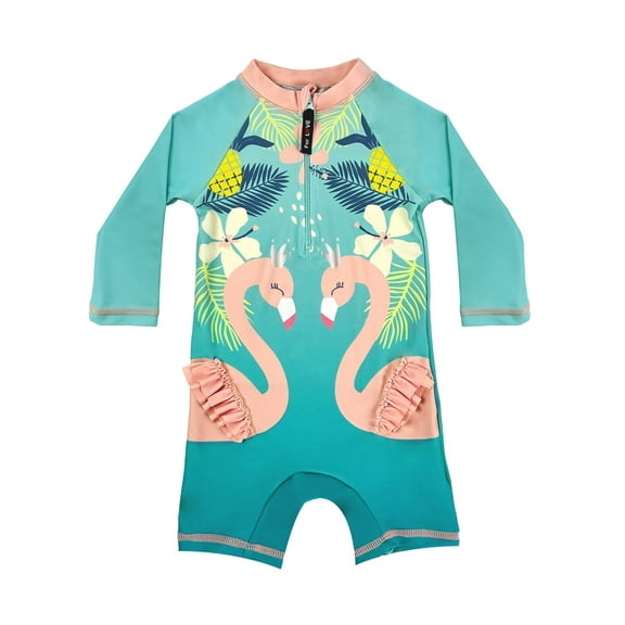 weVSwe Baby Boy Swimsuit - UPF 50 Rash Guard Bathing suit - One-Piece Long Sleeve Swimsear 0-3T