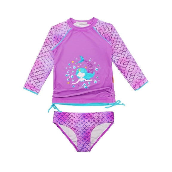 weVSwe Baby Girl Long Sleeve Rash Guard Swimsuit UPF 50+ Pink Mermaid (3-4 T)