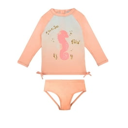 Jessica Simpson Baby Girls One Piece Swim Suit Long Sleeve Quarter Zip Rash Guard with UPF 50 and Quick Dry Walmart