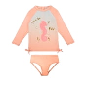 weVSwe Baby Girl Swimsuit Set UPF 50+ Long Sleeve Rash Guard Two Piece Swimwear, Toddler Bathing Suit with Matching Bottoms for Babies & Girls 0-6T, Beach Pool Summer
