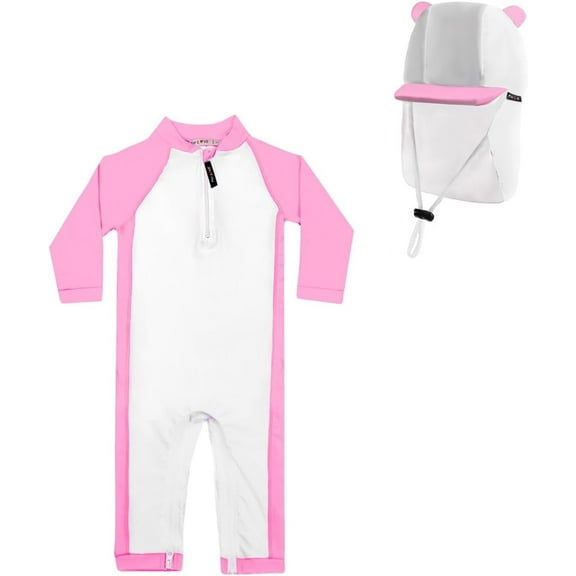 weVSwe Toddle Girls Swimsuits With Sun Hat 0-3Years - UPF 50 Sun Protection Baby Rash Guard Swimswear