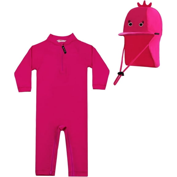 weVSwe Toddle Girls Swimsuits With Sun Hat 0-3Years - UPF 50  Sun Protection Baby Rash Guard Swimswear
