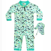 weVSwe Baby Toddler Swimsuit Boy Rash Gurad UFP 50+ Sun Protection Swimwear with Crotch Zipper and Swim Hat 0-3T