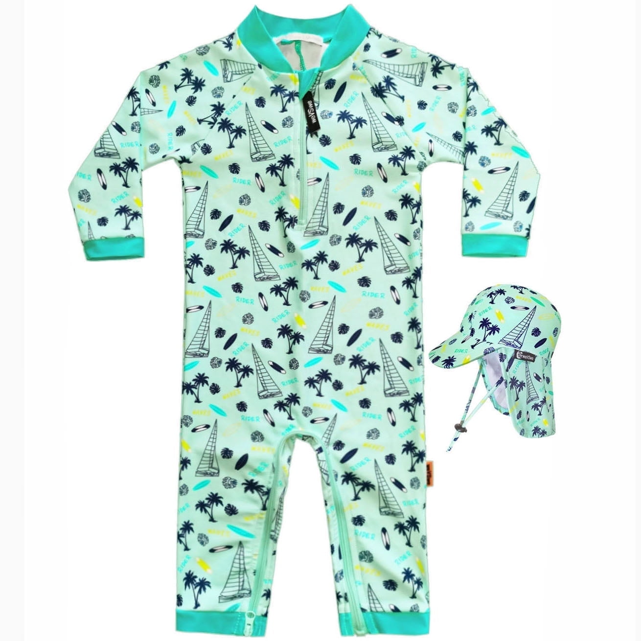 weVSwe Toddler Boy Swimsuit UPF 50+ Rash Guard with Crotch Zipper