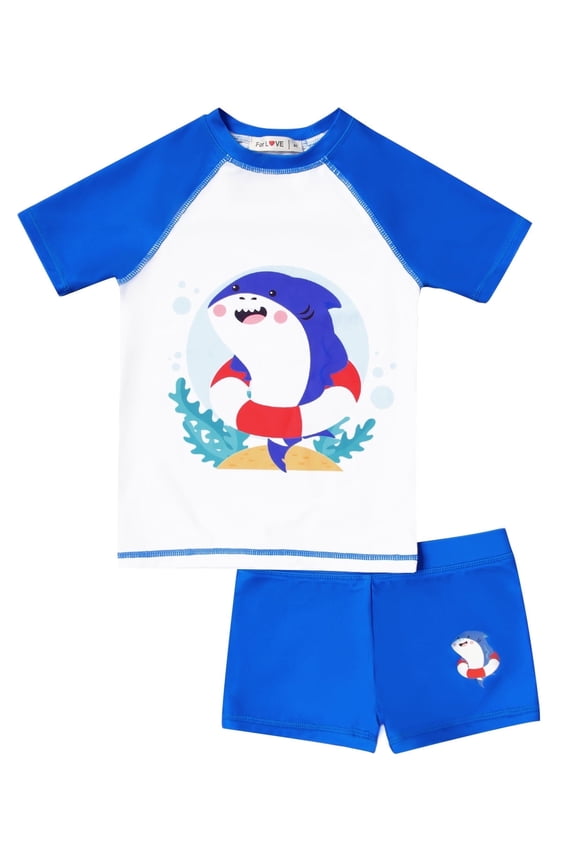 Boys Rashguard and Swim Trunks Set -UPF 50+ Long Sleeve Swimwear 2-10 T
