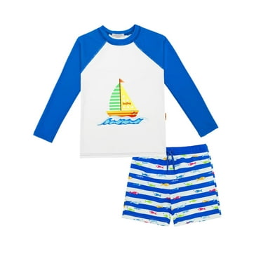 weVSwe Boys Rashguard and Swim Trunks Set -UPF 50+ Swimwear 2-10 T