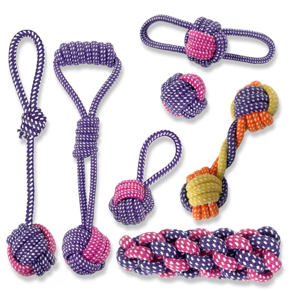 weVSwe Puppy Toys 7-Piece Set | Dog Toys for Aggressive Chewers, Eco-Friendly Knotted Cotton Rope for Dental Health & Interactive Play, Dog Chew Toys
