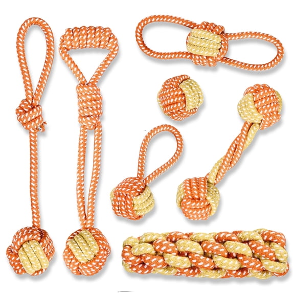 weVSwe Puppy Toys 7-Piece Set | Dog Toys for Aggressive Chewers, Eco-Friendly Knotted Cotton Rope for Dental Health & Interactive Play, Dog Chew Toys