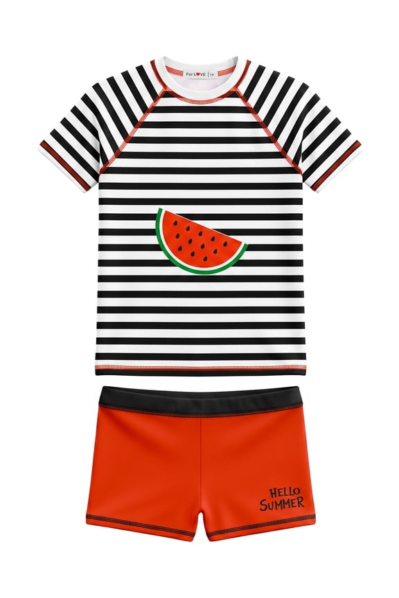 Girls Rash Guard Swimsuit Rare Hem Cuffs Bathing Suit UPF 50+ Protection 2-10 T