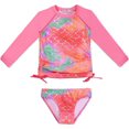 thumbnail image 1 of weVSwe Girls Rash Guard Swimsuit Rare Hem Cuffs Bathing Suit UPF 50+ Protection 2-10 T, 1 of 3