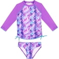 thumbnail image 1 of weVSwe Girls Rash Guard Swimsuit Rare Hem Cuffs Bathing Suit UPF 50+ Protection 2-10 T, 1 of 3