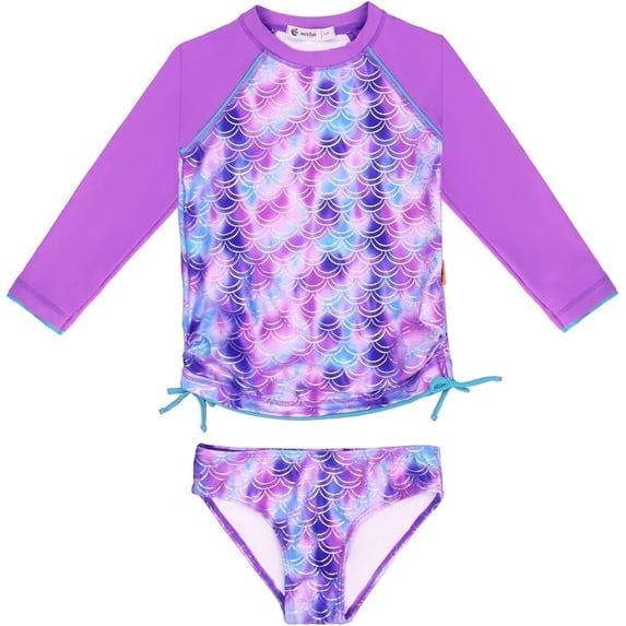 weVSwe Girls Rash Guard Swimsuit Rare Hem Cuffs Bathing Suit UPF 50+ Protection 2-10 T