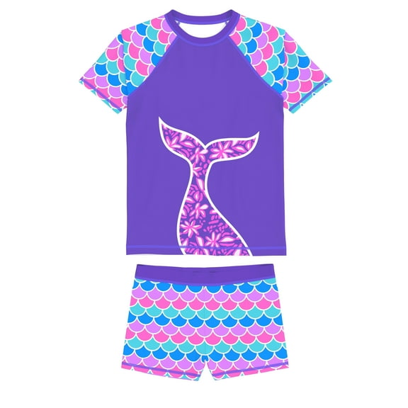 weVSwe Girls Rash Guard Swimsuit Rare Hem Cuffs Bathing Suit UPF 50  Protection