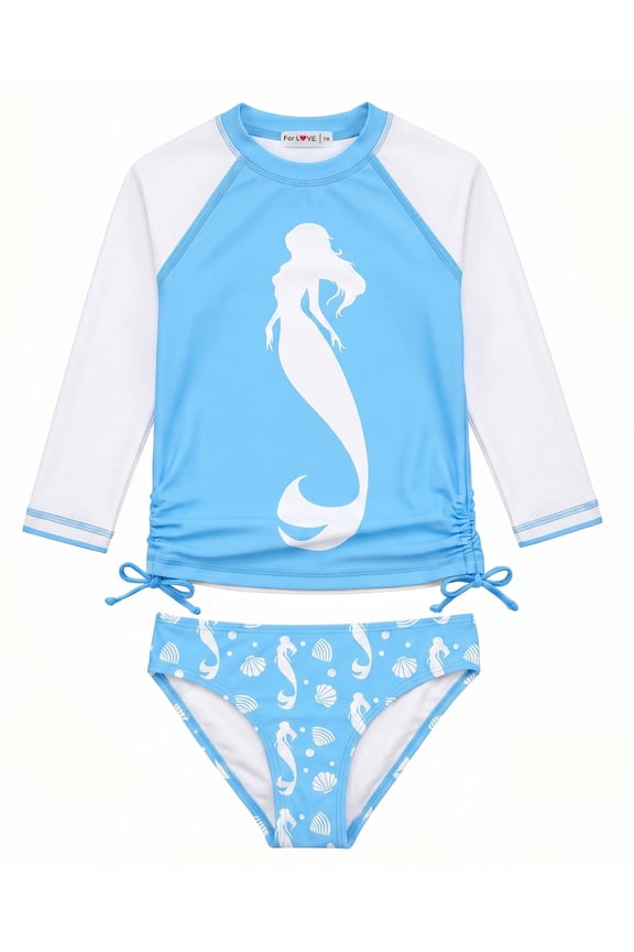 Girls Rash Guard Swimsuit Rare Hem Cuffs Bathing Suit UPF 50+ Protection