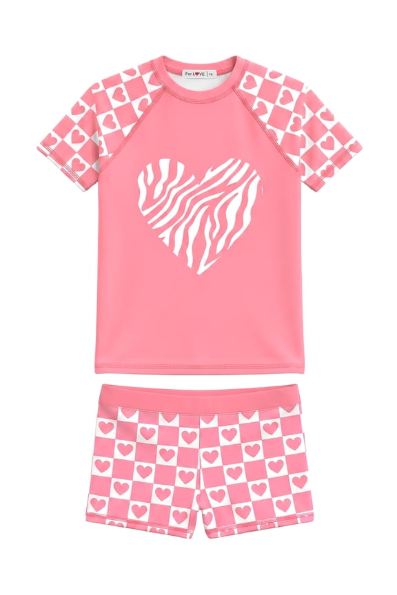 Girls Rash Guard Swimsuit Rare Hem Cuffs Bathing Suit UPF 50+ Protection