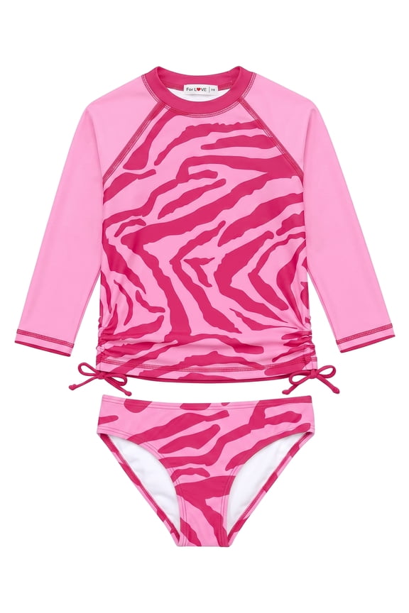 Girls Rash Guard Swimsuit Rare Hem Cuffs Bathing Suit UPF 50+ Protection