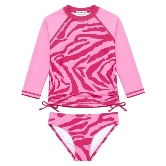 weVSwe Girls Rash Guard Swimsuit Rare Hem Cuffs Bathing Suit UPF 50+ Protection