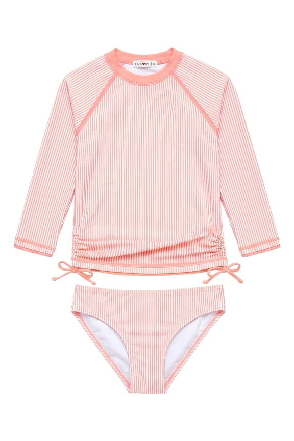 Girls Rash Guard Swimsuit Rare Hem Cuffs Bathing Suit UPF 50+ Protection