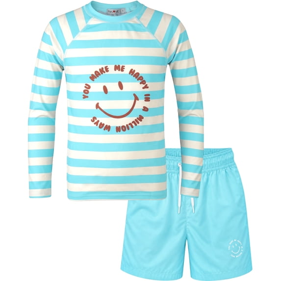 weVSwe Toddler Boys UPF 50+ 2PC Rash Guard Set Swim Trunks Long Sleeve Swimsuits