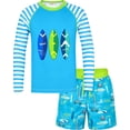 thumbnail image 1 of weVSwe Toddler Boys UPF 50+ 2PC Rash Guard Set Swim Trunks Long Sleeve Swimsuits, 1 of 7