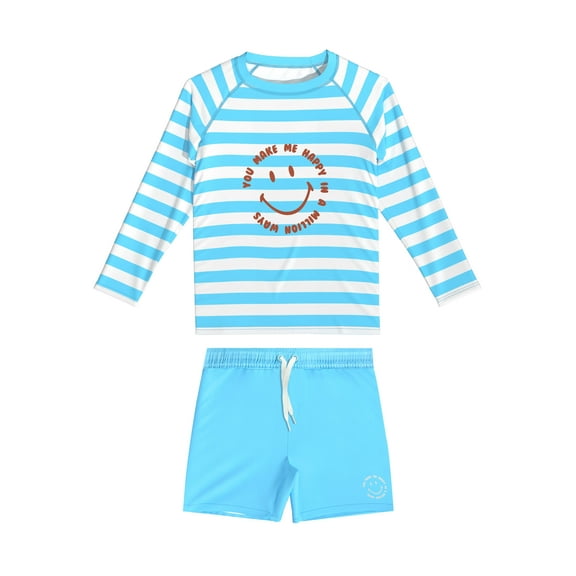 weVSwe Toddler Boys UPF 50  2PC Rash Guard Set Swim Trunks Long Sleeve Swimsuits