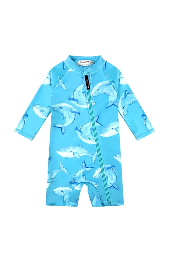 Toddler Boy Swimsuit 0-3 Years, UPF 50+ Sun Protection Baby Swim Suit, Zipper Closure Ideal for Swimming & Beach Activities