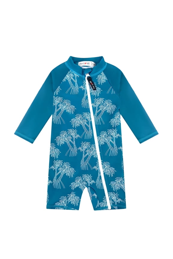Toddler Boy Swimsuit 0-3 Years, UPF 50+ Sun Protection Baby Swim Suit, Zipper Closure Ideal for Swimming & Beach Activities