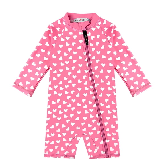 weVSwe Toddler Swimwear for Girls, 0-3 Years, UPF 50+ Sun Protection, Zipper Closure, Tropical Plant Print, Perfect for Swimming & Beach Activities