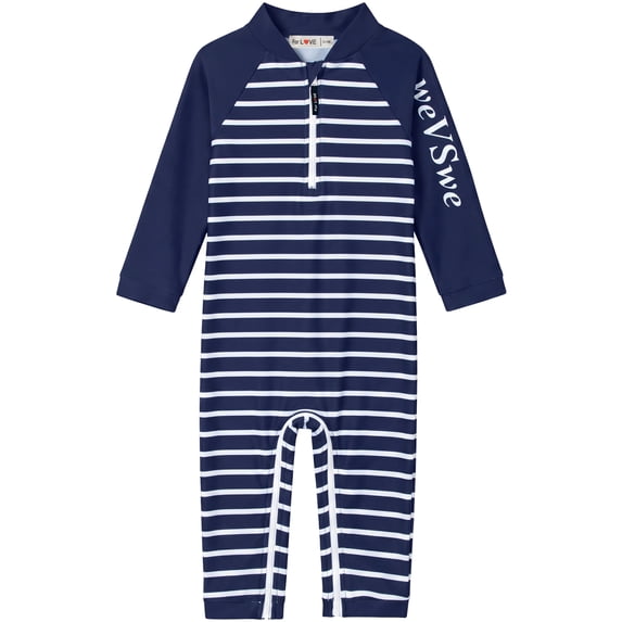 weVSwe Toddler Boy Swimsuit 0-3Years -UPF 50+ Rash Guard Baby Swimsuit with Crotch Zipper kids swimsuits