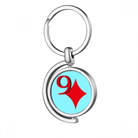 wealth 9 poker Rotating Keychain Metal Keyring Holder