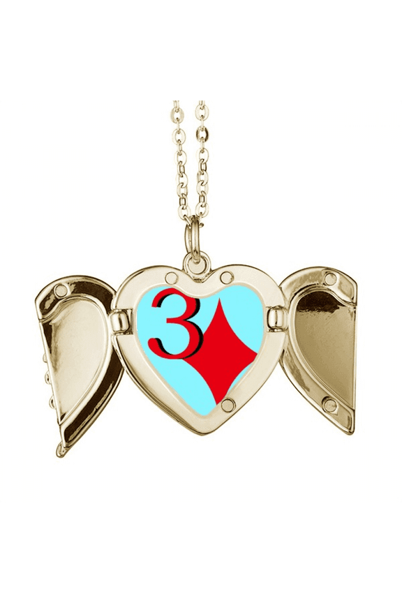 wealth jupiter 3 poker folded wings peach heart pendant necklace