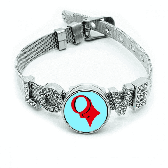 wealth queen q poker Bracelet Wristband Crystal Love Adjustable Bangle