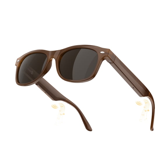 weariQ Smart Audio Glasses with Brown Polarized Lenses - 10H Battery, Open-Ear Bluetooth, UV400 Protection & IPX4 Water Resistant for Driving, Cycling, Fishing, Travel