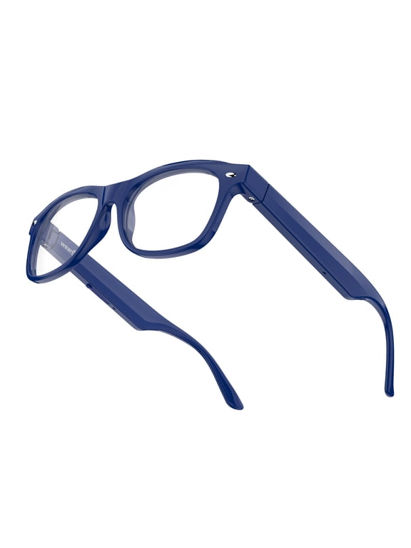 Pro Gen 2 Bluetooth Smart Glasses - Navy Blue with Clear Blue Light Blocking Lenses - with Open-Ear Audio, Hands-Free Calls , Music & USB-C Charging.