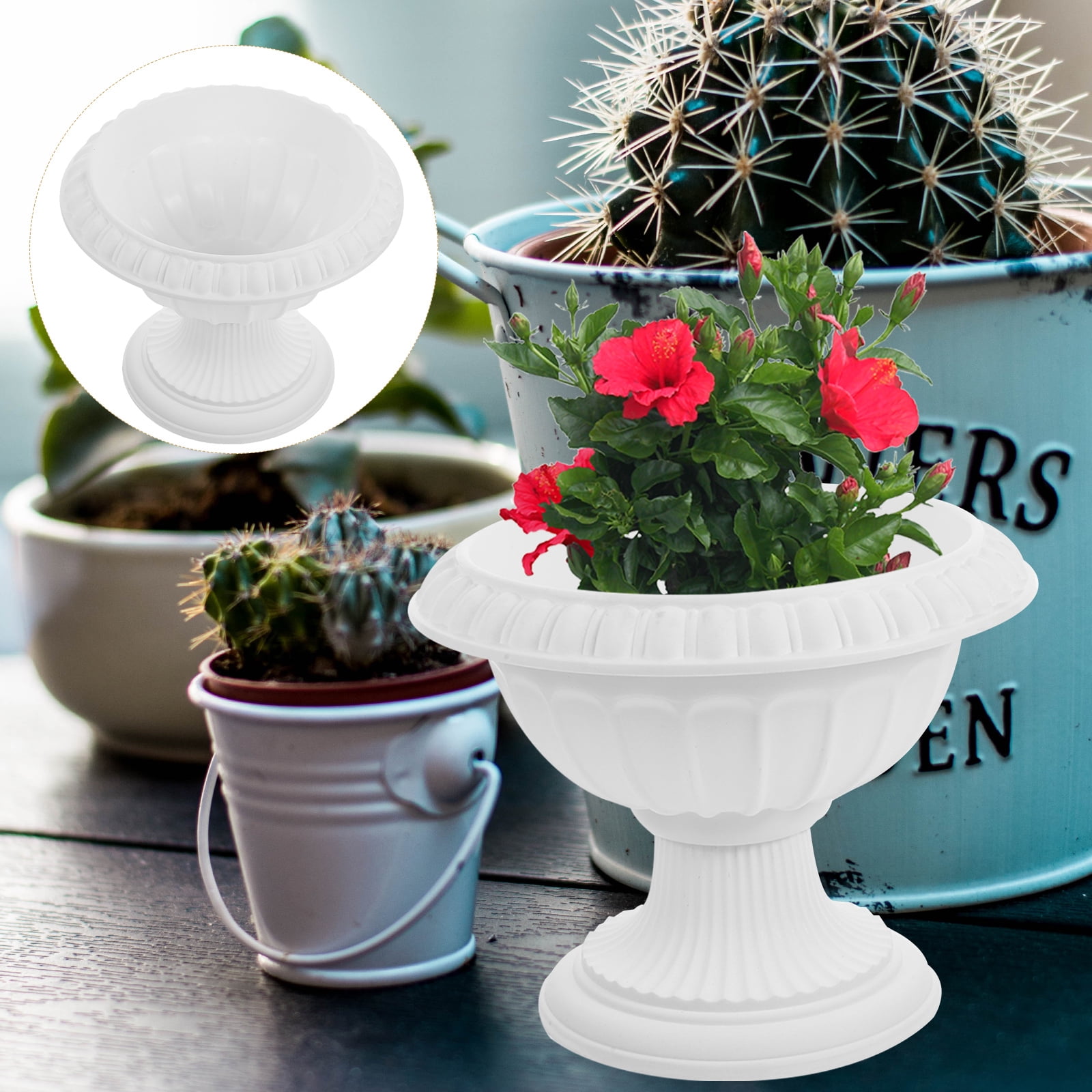 Pot Rome Column wedding flower pot Plastic Urn Planter Roman Column Flower Pot White ...
