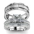 thumbnail image 1 of ringheart Matching Rings His and Her Rings Couple Rings Princess cut Cz Wedding Ring Sets for Men and Women Wedding Sets Engagement ring, 1 of 7