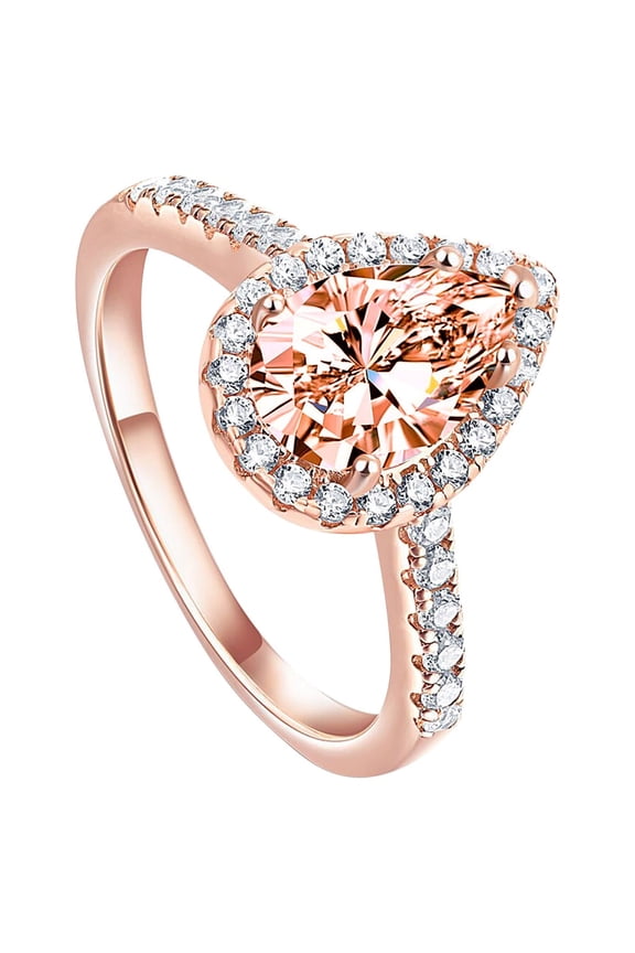 wedding rings for women sterling silver Diamond Moissanite Engagement Ring Round/Oval Cut Zircons 925 Sterling Silver Promise Anniversary Rings for Women birthday gifts #02 Rose Gold,7