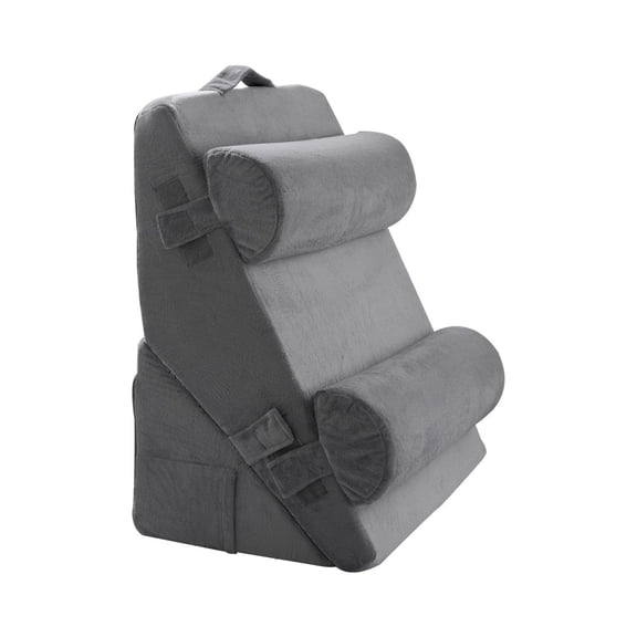 wedge pillow for sleeping, 4 pcs orthopedic bed wedge set, support arm leg neck shoulder, dark grey Velvet Fabric 4-Pcs Set:Support Pillow+Triangle Pillow+2 Half-Moon Pillow