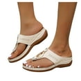 thumbnail image 1 of wedges sandals for women Platform Flat Sandals Two Strap Slide Sandals Open Toe, 1 of 9