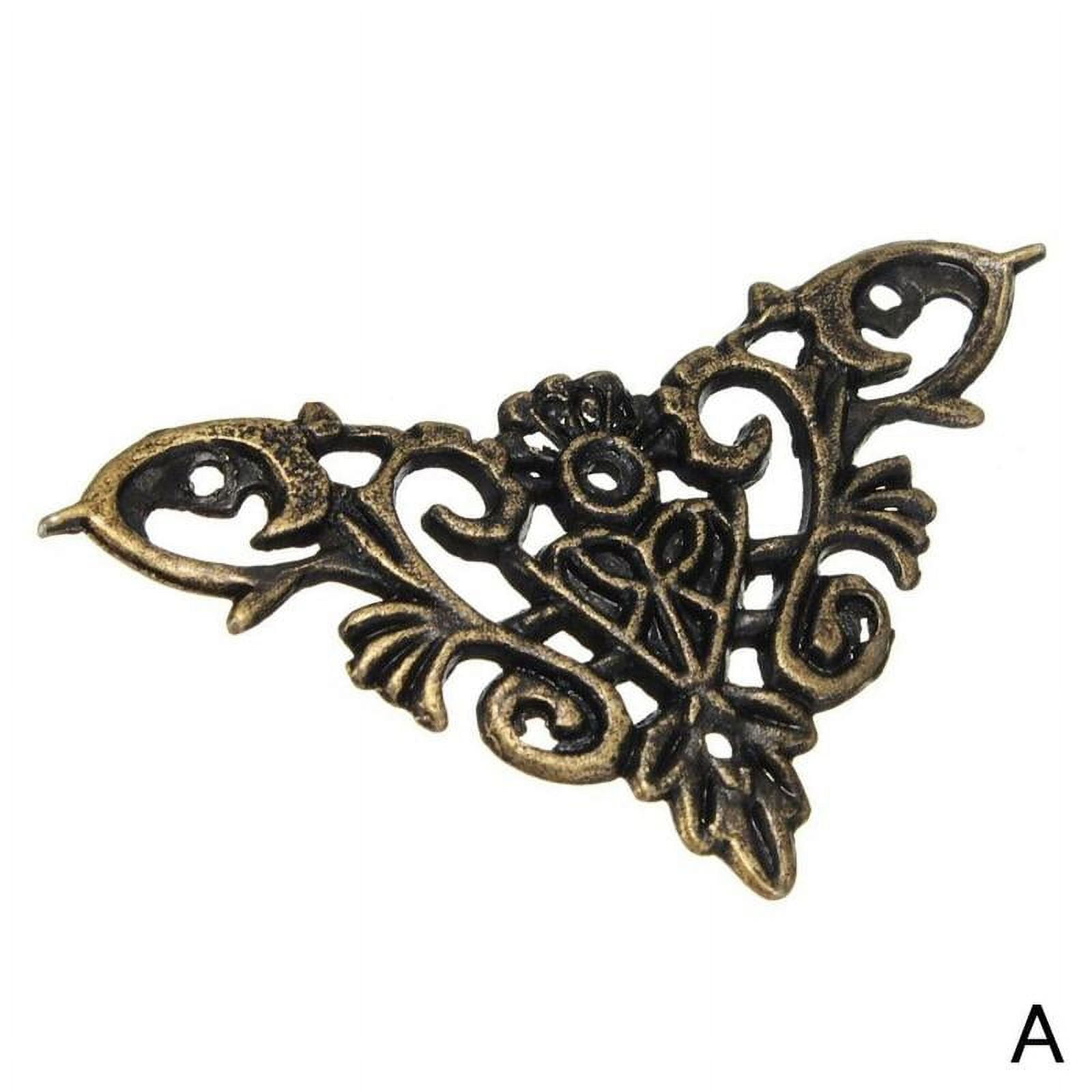weeee 4 Pcs Corner Protector Vintage Metal Book Corner Protector Furniture Decorative Edge Cover Album Corner Decorative Protector Cover C1Q5
