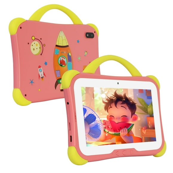weelikit Kids Tablet, 7 inch Android 14 Tablet for Kids, 8GB RAM 64GB ROM 512GB Expand, Toddler Tablet with Parental Control, IPS Screen, Dual Camera, Educational, Games, Shockproof Case for Girl