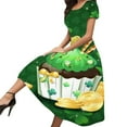 thumbnail image 1 of weeloloe Womens Dresses 2024 Spring Summer Short Sleeve Round Neck Floral Printed Loose Temperament Sundress Beach Club Party Daily Midi Dress Mint Green XL, 1 of 5