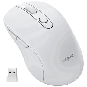 wegear 2.4G Wireless Mouse, Ergonomic Design, 5-Level Adjustable 4000 DPI, 6 Buttons, Portable for PC, Windows, Mac,XP,White