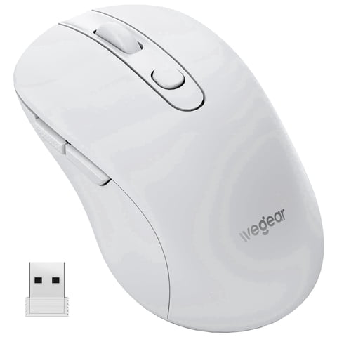 wegear 2.4G Wireless Mouse, Ergonomic Design, 5-Level Adjustable 4000 DPI, 6 Buttons, Portable for PC, Windows, Mac,XP,White