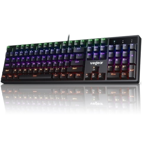 wegear Portable Mechanical Gaming Keyboard RGB Backlit wired Keyboard for Windows Laptop PC