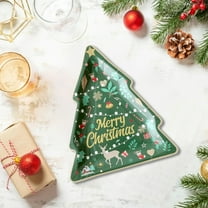 weibbin 10 PCS Merry Christmas Disposable Paper Plates Red Christmas Party Decoration Supplies Snowman Christmas Tree for Xmas Family Home Gathering Winter Holiday Picnic Dinner Tableware Decor