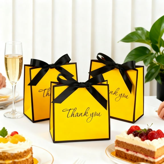 weibbin 10 PCS Small Gift Bags with Handles, Bags with Bow Ribbon for Bridal Shower, Wedding, Party Favors, Thanksgiving, Christmas