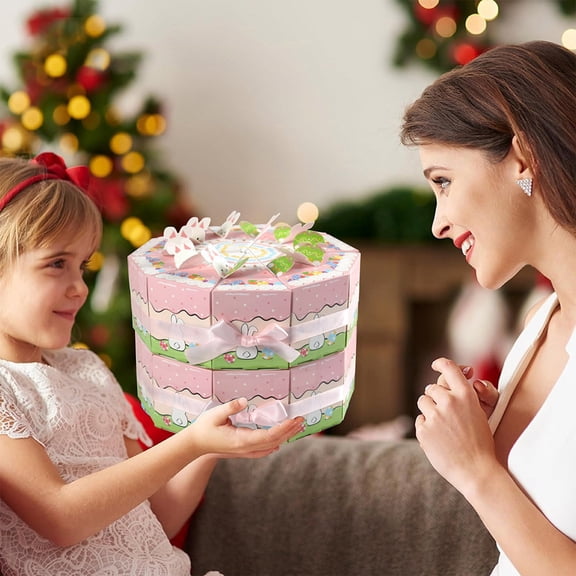 weibbin 10 Pack Triangles Cake Shaped Easter Candy Box Paper Gift Favor Treat Holder Party Supplies